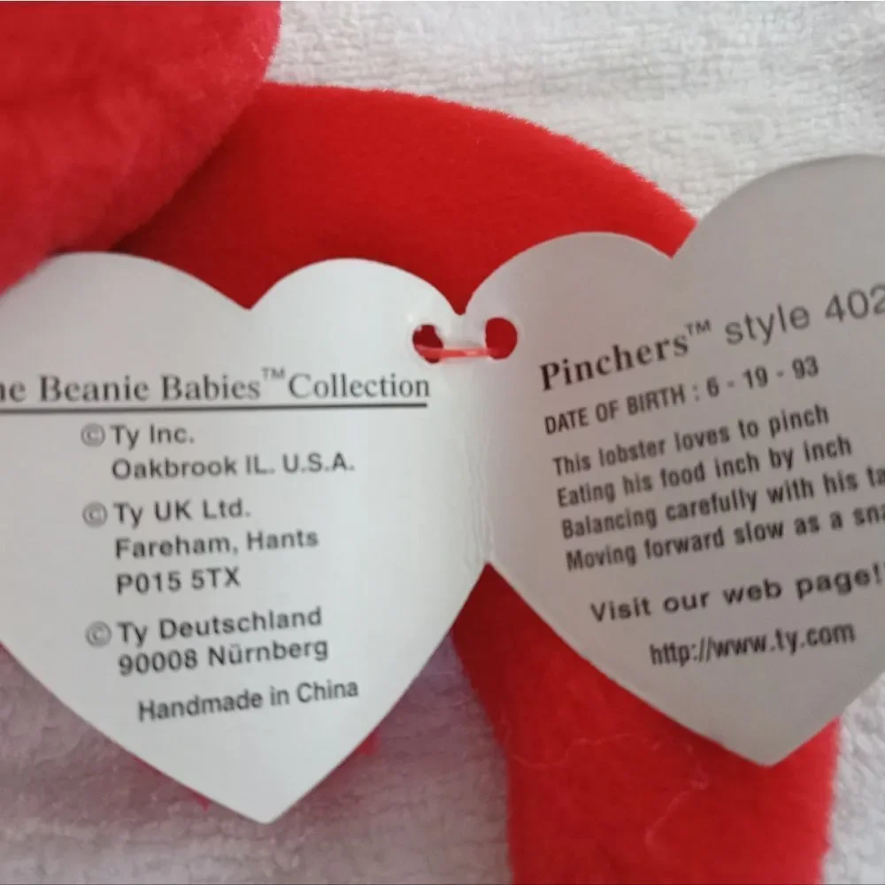 RARE/RETIRED ORIGINAL Ty Pinchers the Lobster. 1993. COLLECTOR ITEM.